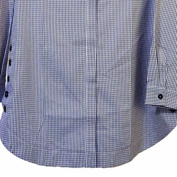 Amazing Gracila Blue & White Gingham Collared Long Sleeve Blouse Size M NWT - Picture 7 of 12